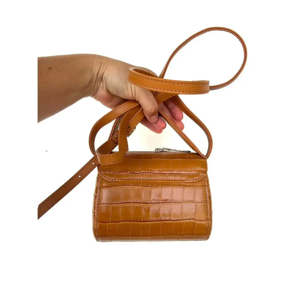 Amelie Pichard Mini Crossbody Baby Abag Snakeskin Effect Purse Crocodile Tan